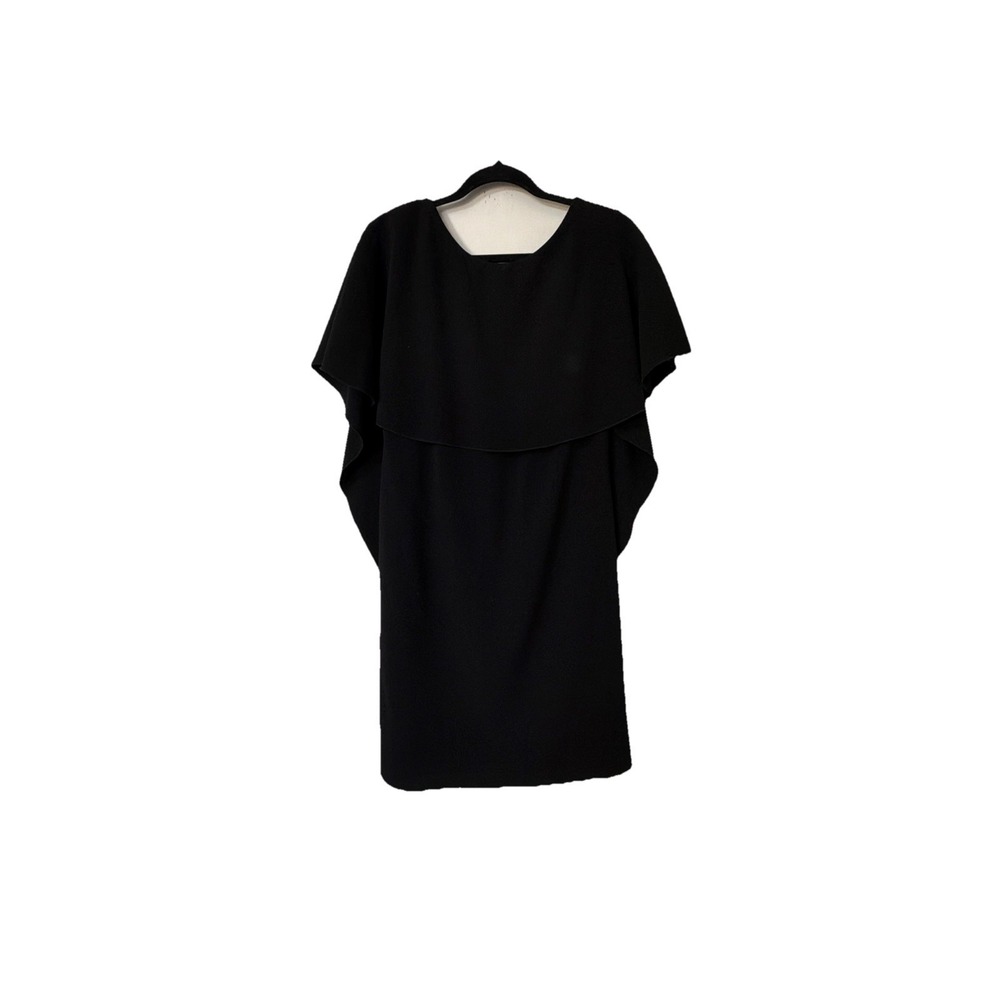 Katherine Barclay Sheath Midi Dress Attached Cape Black Sz S Party Classic New